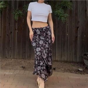 Kathie Lee Collection Asymmetrical Paisley Skirt - Black and White